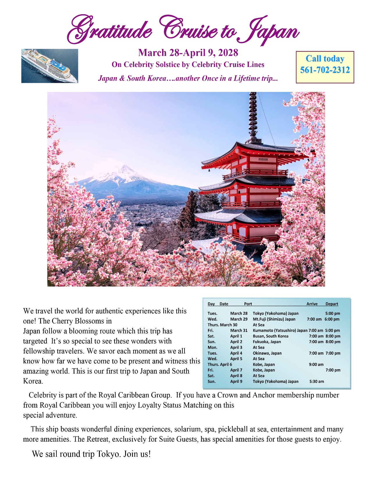 Gratitude Cruise to Japan